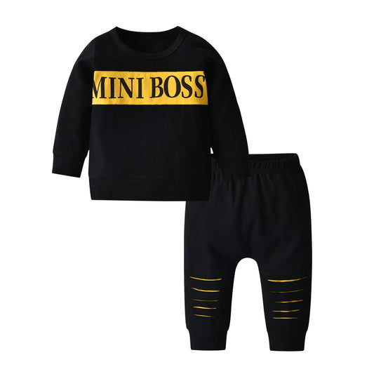 'Mini Boss' Jumper & Pants Set - Black