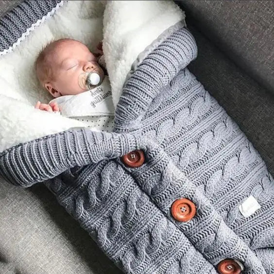 Knitted Baby Sleeping Bag - Grey