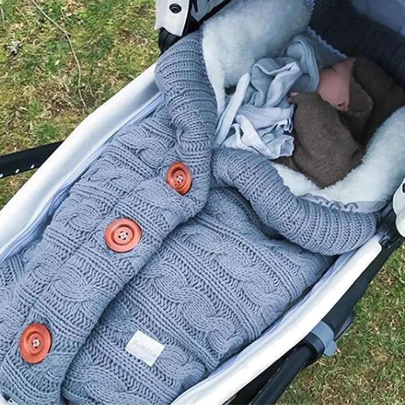 Knitted Baby Sleeping Bag - Grey