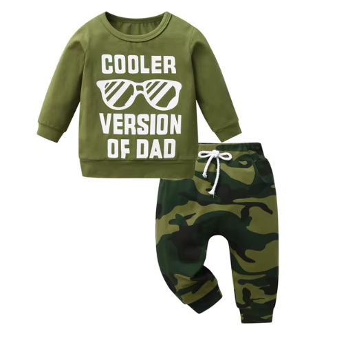 'Cooler Version of Dad' Camo Top & Pants Set