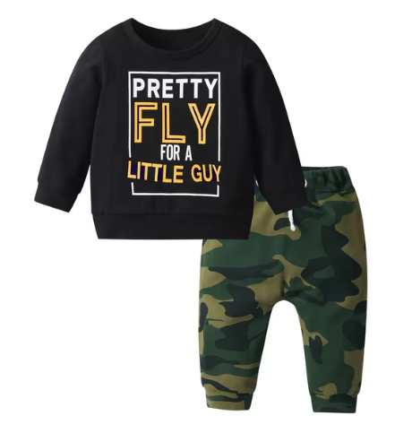 'Pretty Fly For a Little Guy' Camo Top & Pants Set