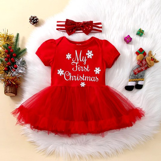 'My First Christmas Tutu Romper & Headband Set