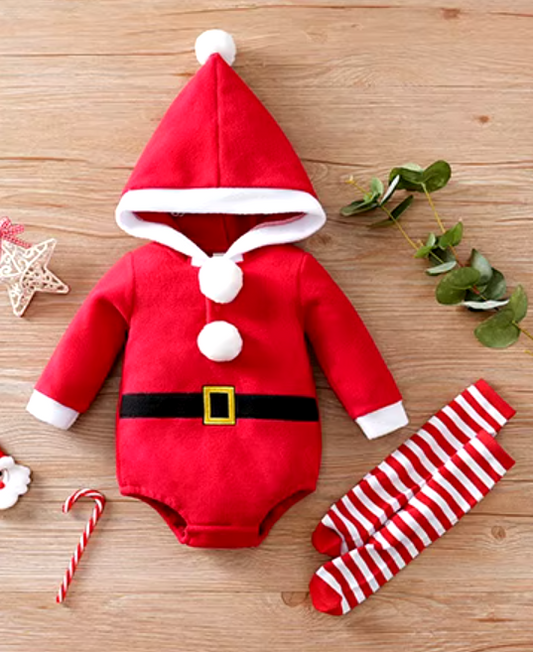 Christmas Santa Romper & Socks Set