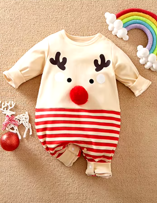 Reindeer Pom Pom Romper