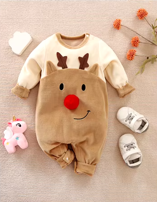 Reindeer Velvet Romper Suit