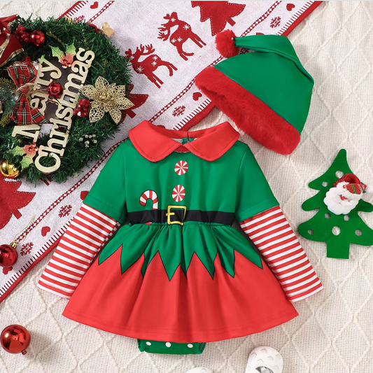 Elf Romper Dress & Hat Set