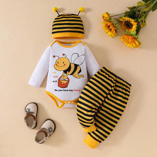 Bumble Bee Romper, Pants & Hat Set